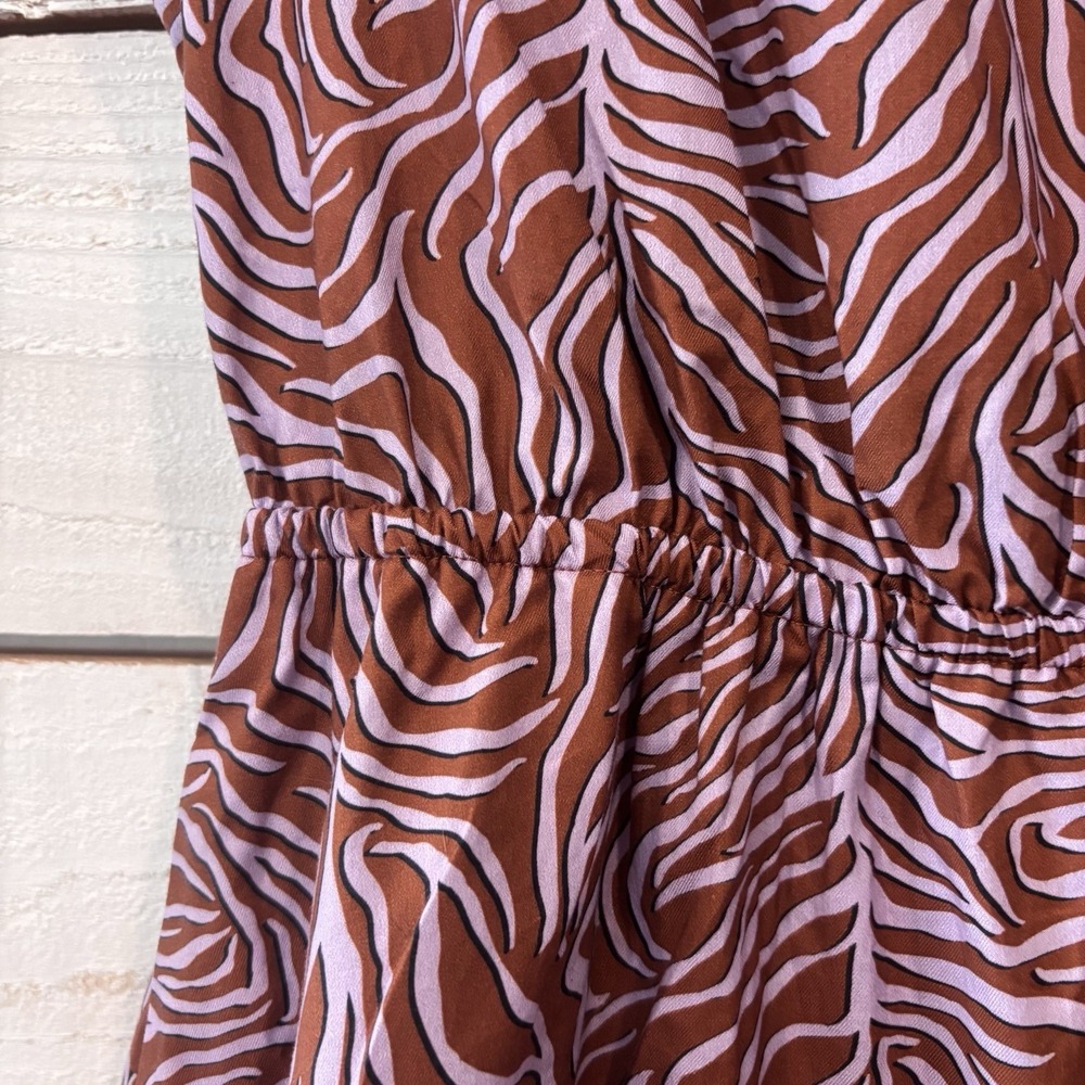 New Tucker NYC Dani Dress Hear Me Roar MIDI Animal/zebra Print Cotton Sz Lg  NWT - Picture 5 of 7
